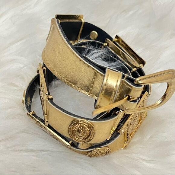 Vintage 90’s Gold Celestial Theme Belt Faux Leather and Metal 28/30 - Picture 1 of 6